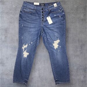 Judy Blue JB88526 18W High Waist Boyfriend Jeans Distressed Button Fly NWT